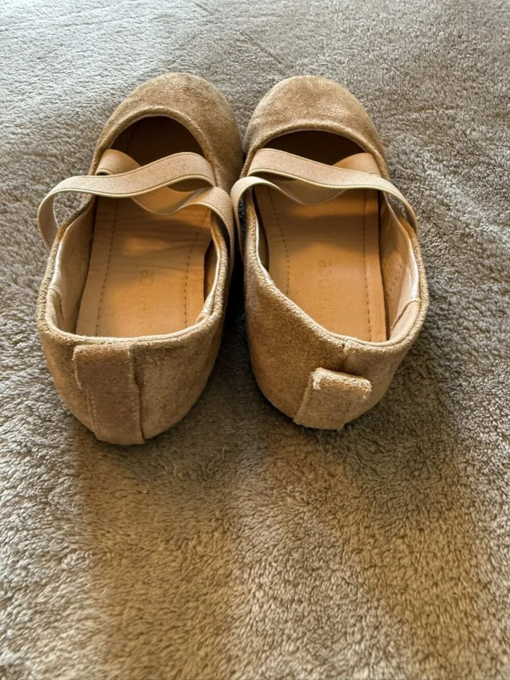 Kiderence Beige Suede Ballet Flats Girls Shoes US 11M 18.5cm